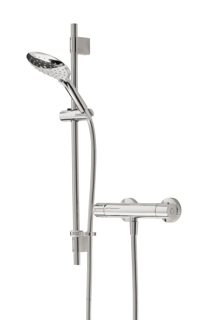Bristan CLR SHXMTFF C Claret Thermostatic Exposed Bar Valve with Adjustable Riser and Multi-Function Handset, Chrome