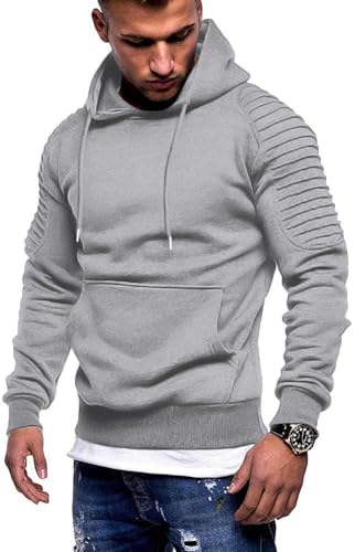 Sweat à capuche d'entraînement homme vêtement sport léger gris clair taille S