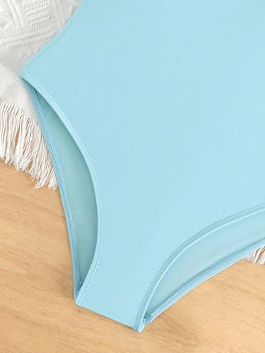 Image of OYOANGLE Girl's Basic One Piece Swimsuit Criss Cross Spaghetti Strap Sports Training Bathing Suit