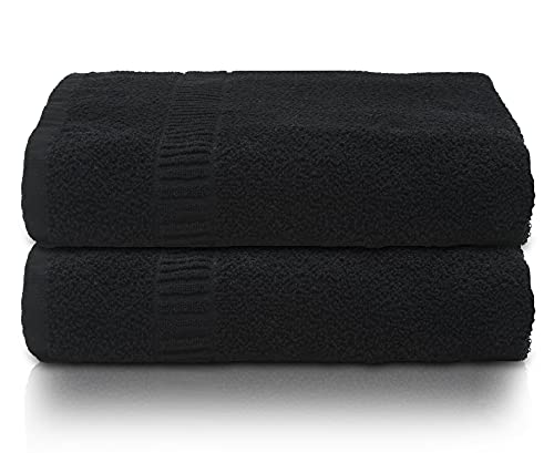 Image of Kuber Industries Premium Super Soft, Fluffy, and Absorbent, Cotton Bath Towel Perfect for Daily Use, 30 inchx60 inch, Pack of 2 (Black)