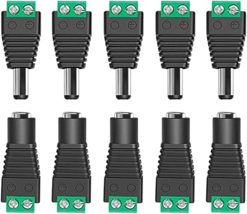 �l�W�[�q�A�_�v�^ 5.5mm x 2.1mm DC 12V DC�W���b�N �d���A�_�v�^ �N�C�b�N�R�l�N�^CCTV�J���� LED�e�[�v���C�g�p �ϊ��v���O 10�Z�b�g�i5 ���X + 5 �I�X�j