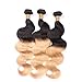 Produktbild WYZSZMF Ombre Brazilian Body Wave Hair Bundles Unverarbeitete Echthaarverlängerungen - # T1B / 27 Schwarz bis Blond 2 Töne Farbe 1 Bundle Rollenspiel-Perücken Natürliche Perücken für Damen
