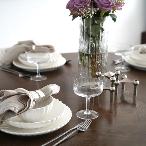 Zoha Porzellan Tellerset 6 Personen, 24-teiliges Teller Set, Kombiservice modern, Essgeschirr spülmaschinenfest & mikrowellenfest, Dish Set mit modernem Design, Tafelservice - Essservice