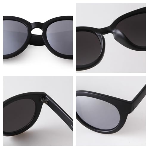 Lunettes de soleil rondes vintage femme œil de chat et verres miroir UV400 - 5