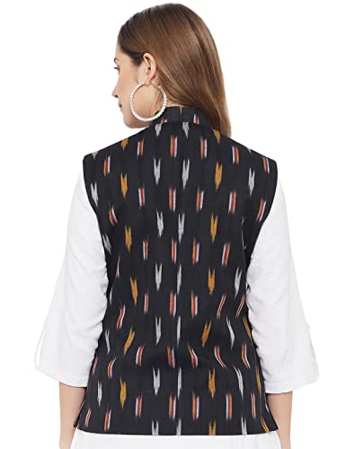 Image of Vastraa Fusion Womens Ikat Printed Cotton Nehru Jacket (TS1431D)