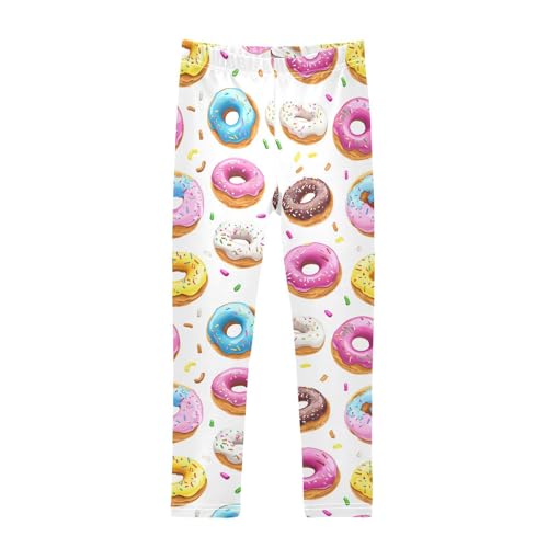Wusikd Doughnuts Girls' Leggings Toddler Doodles Colorful Kids Yoga Pants Dance Active Tights 4T