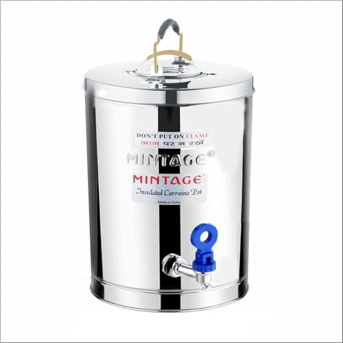 Image of Mintage Alpine Tea Container 5 Liters Stainless Steel Insulated | Leakproof Durable | Heat Retention Lightweight | Storage Solution | Beverage Preservation | Teapot Dispenser Jar | Canteen Chai Kettle
