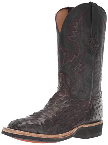 Lucchese Bootmaker Mens Cliff Full Quill Ostrich Square Toe Casual Boots Mid Calf - Brown - Size 9.5 D #TOP24