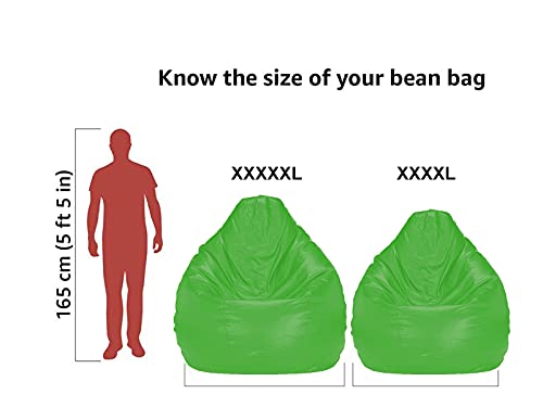 Image of Casa Copenhagen Premium Leather Bean Bag Chair, Filled with Beans | Capacity: Upto 7 Ft Height, 200 KG Weight | 5XL | Robotic Green