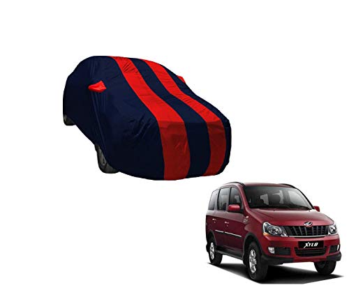 Image of Auto Hub Car Cover Compatible with Mahindra Xylo with Weather Proof, Mirror Pocket, Triple Stitched, Xylo Car Cover- Navy-Red