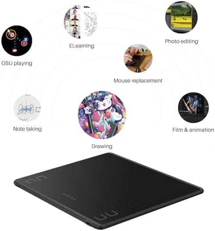 Bild 5 - HUION HS64 Grafiktablett, 4 Express-Tasten, 8192 Druckempfindlicher Stift, 6,3 x 4 Zoll Zeichentablett für Win, Mac, Android, Ideal für Digitale Kunst, Malerei und Design