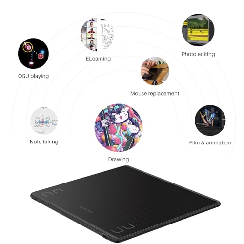 HUION HS64 Grafiktablett, 4 Express-Tasten, 8192 Druckempfindlicher Stift, 6,3 x 4 Zoll...