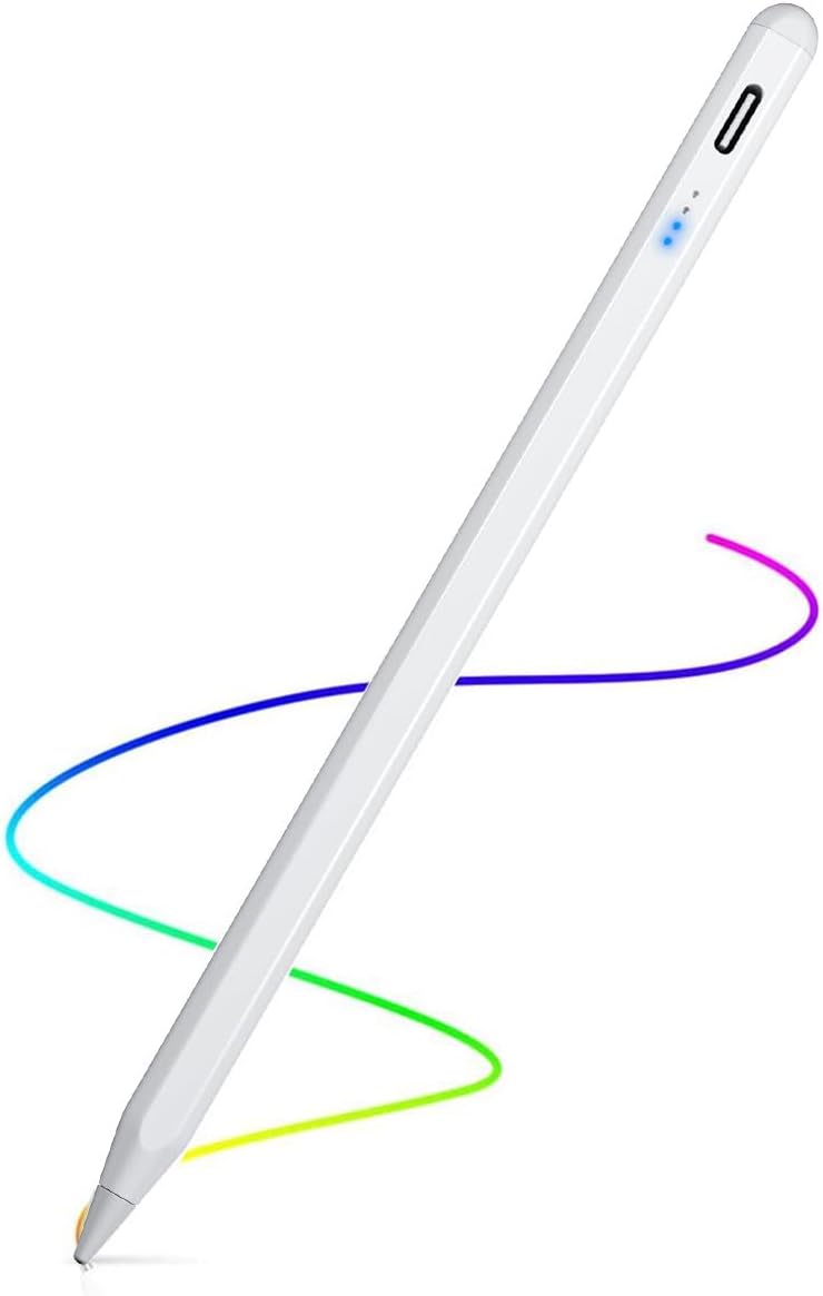 – 2-in-1 Capacitive Stylus Touch Screen Pen 1.45 mm High Precision Universal Stylus Compatible with Smartphones, Tablets, Apple iPhone/iPad, White