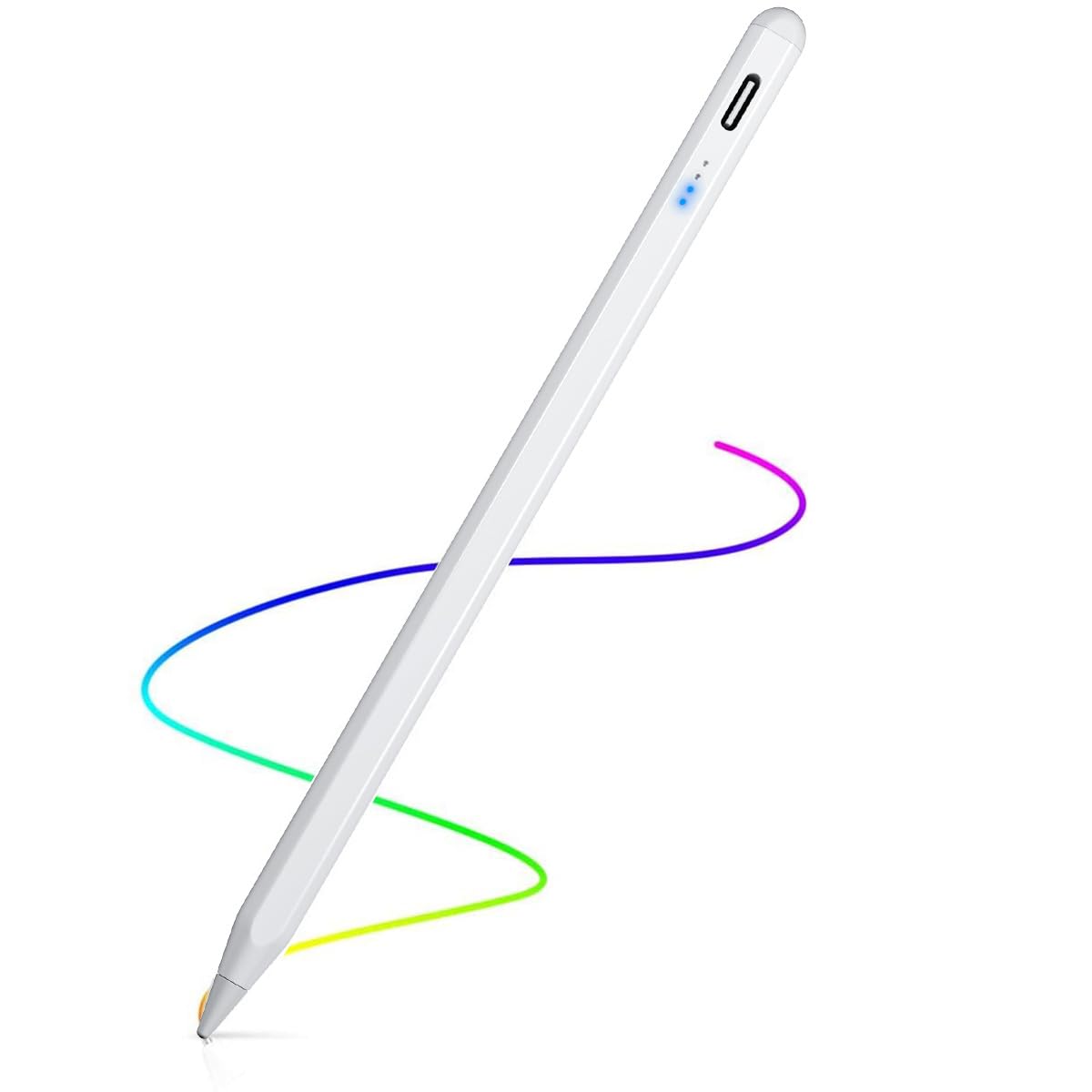 – 2-in-1 Capacitive Stylus Touch Screen Pen 1.45 mm High Precision Universal Stylus Compatible with Smartphones, Tablets, Apple iPhone/iPad, White