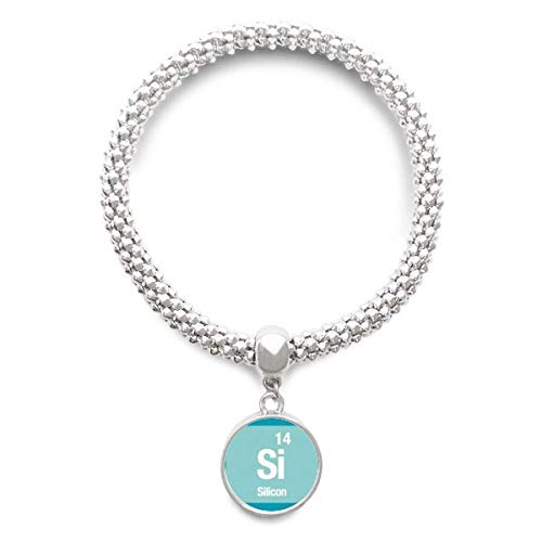 Bracelet Silicium Si Élément Chimique Scientifique pour Femme avec Pendentif Rond