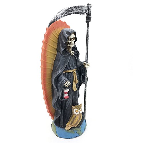 Estatua Santa Muerte Negra de Resina 7.25 pulgadas miniatura 3