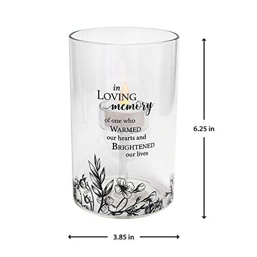 Lillian Rose Black Loving Memory Floral Glass Led Candle Holder With Sympathy Verse, One Size #TOP1