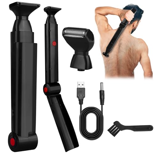 PENYUY Back Shavers for Men Foldable Body Shavers for Men with 2 Floating Shaver Heads Long Handel Electric Back Razor Mens Body Groomer for Back Chest and Shoulders - Rechargeable Hair Trimmer