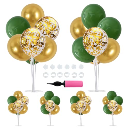 Image of TONIFUL 6 Set Green Gold Balloon Stand Balloon Centerpieces for Table