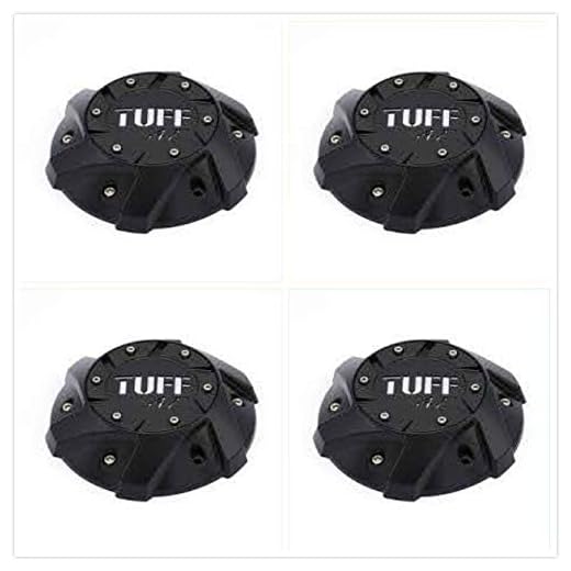 Kimoo Satin Black TUFF at Wheels C611901 Wheel Center Hub Cap CCTT11DDSBC w/Screws (4)
