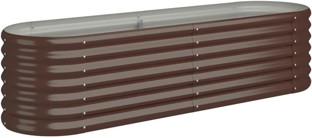 vidaXL Patio Raised Bed Galvanized Steel 152x40 x 14.2 Brown