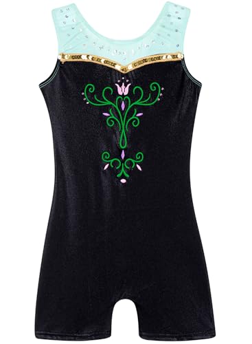 Image of HOZIY Leotards for Girls Gymnastics Kids Children Biketard Snowflake Ribbon Blue Purple Hot Pink Sparkle