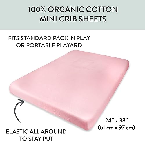 Image of HonestBaby Unisex-Baby Fitted Mini Crib Sheets Set Standard Mattress, 100% Organic Cotton Baby Boys, Girls, Neutral, 1 Pack - Dark Navy (Mini), One Size