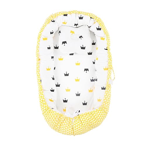 Housse de nid pour bébé lavable et pliable couronne jaune