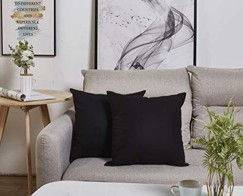 Tangdepot Cotton Solid Throw Pillow Covers, 18" X 18" , Black #TOP2