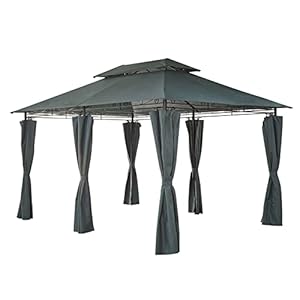 Mondeer Gartenpavillon 3x4m, Premium Pavillon Seitenwänden mit Reißverschlüssen, Metallrahmen Stabil 180g/m² Dachplane Wasserdicht, Luxus Modern Stil, Grau