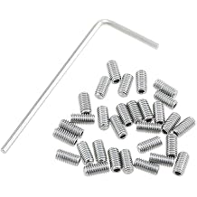 30PCS M3x6 فولاذ مقاوم للصدأ فضي مسند تعديل ارتفاع السرج مع مفتاح للغيتار الكهربائي والباس
