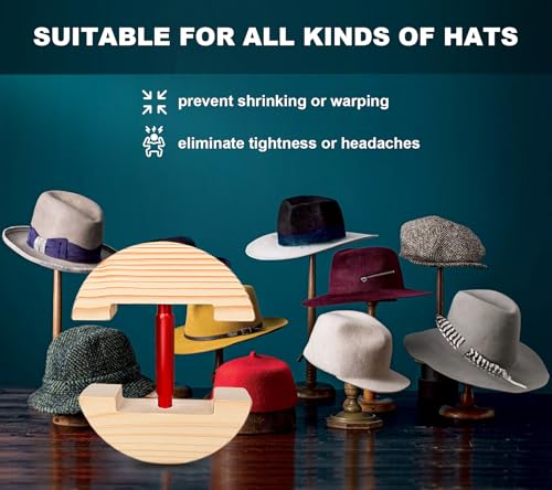 Image of Hat Stretcher for Fitted Hats, Cowboy Hat Stretcher Fitted Hat 7 to 8 1 /2, Adjustable Wooden Hat Jack Stretcher Fits All Caps