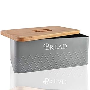 Baking & Beyond Space-Saving Bread Box with Bamboo Cutting Board Lid,13"x7.5"x5" for Kitchen Countertop, Bread Storage Container Holder, Bread Keeper Bin - Fresh Loaves Baking Beyond Space Saving Bread Box with Bamboo Cutting Board Lid13x75x5 for Kitchen Countertop Bread Storage Container Holder Bread Keeper Bin Fresh Loaves