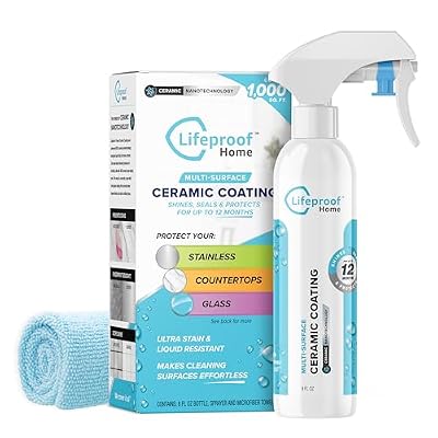 Lifeproof Home Ceramic Coating Spray Kit - Shine, Seal, & Protect Stainless Steel, Appliances, Countertops, Glass & More! - Repels Stains, Grime, Fingerprints, Liquids & More!