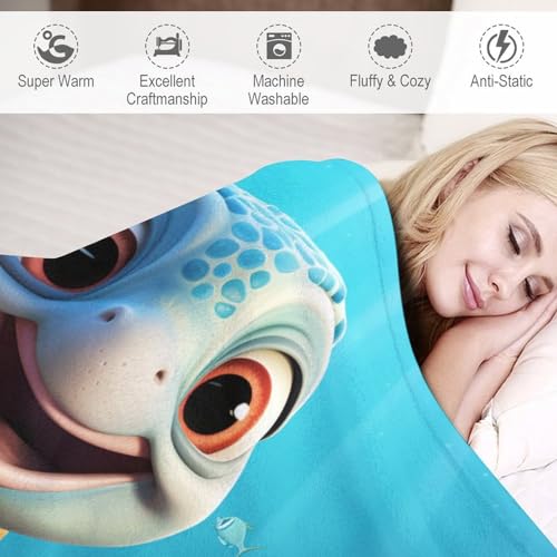 Couverture tortue lavable en machine, plaid chaud en flannel douce - 4