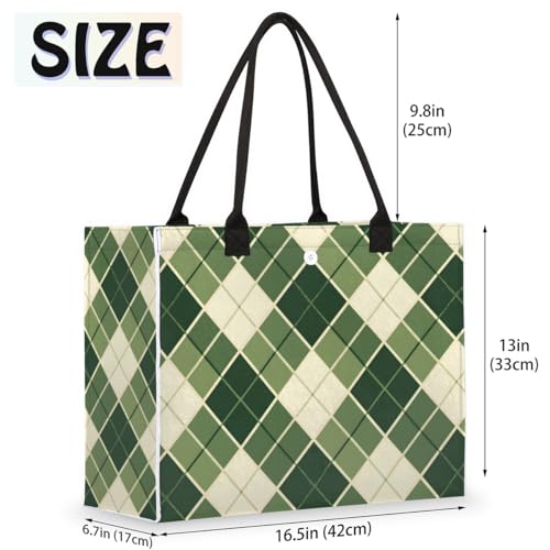 Abstract Green Plaid Tote Bag for Women Large Beach Bag Reusable Tote Bags for Work Travel Beach Shopping2