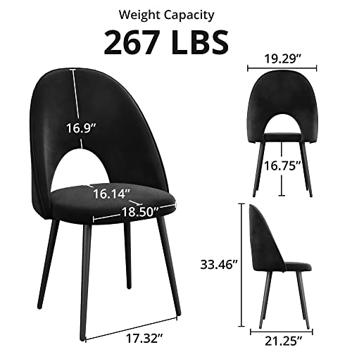 Cozy Castle Kitchen & Dining Room Chairs, Velvet Mid Century Dining Chairs With High Back, Kitchen Chairs Set Of 2, Black #TOP1