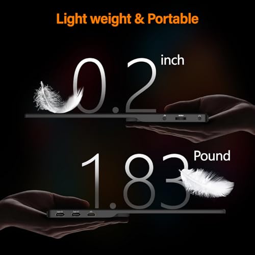 Image of GTMEDIA 14'' Portable Laptop Monitor with 1920 * 1080(1080P) IPS FHD Monitor with178 Full Viewing Angle with Type-C and HDM1 Ports for Multi-Device Compatibility Easy one-line Connection