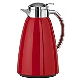 Emsa Campo Isolierkanne 516525 | 1L Füllmenge | Quick Tip Verschluss | 100% dicht | 12h warm, 24h kalt | Premium Edelstahl | Einfache Reinigung | Rot glänzend