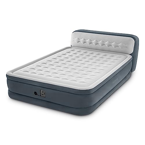 Image of Intex Dura-Beam 18-Inch Deluxe Queen Sized Air Mattress Comforting Bed with Built-in Electric Pump and Ultra Plush Supportive Headboard (2 Pack)