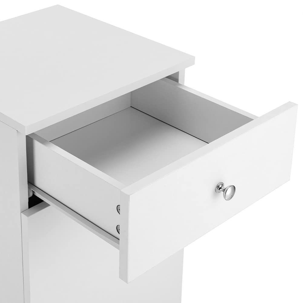 BAKAJI Mobile da Bagno Porta biancheria Bianco con 1 Cassetto ed 1 Anta Basculante, Armadietto Autoportante con Cesto per Lavanderia, Vano Portaoggetti, Dimensioni 35 x 35 x 75 cm