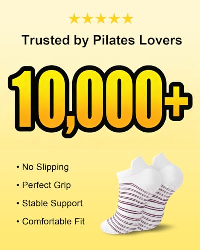 Image of Aoliks 6 Pairs Pilates Grip Socks for Women, Non-slip Yoga Athletic Socks for Barre Ballet Barefoot Workout Hospital