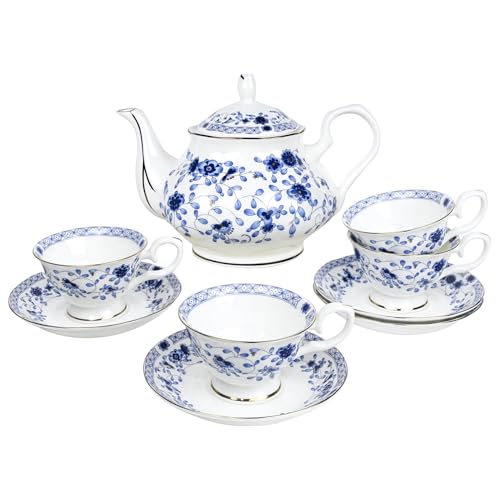 LE POTOCIO Bone China Tea Set for Adults, 13-Piece...