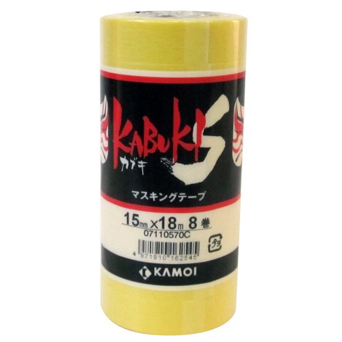 マスキングテープ(カブキ-S) 18ミリ×18M 70巻入３箱 カモ井（KAMOI） カブキS テープ KABUKI-S 18mmX18m 70巻 マスキング