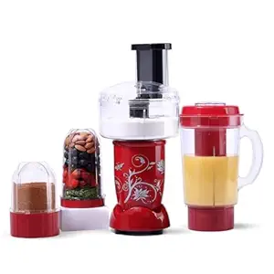 Nutri-Blender Juicer, Mixer Grinder|Food Processor with Atta Kneader|400W 100% Full Copper Motor|4 Unbreakable Jars, Red