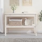 Ajoutez une touche d'élégance à votre décoration intérieure avec cette table console élégante en bois. Bois de pin massif : le bois de pin massif est un matériau naturel magnifique. Le bois de pin a un grain droit et les nœuds donnent au matériau son aspect caractéristique et rustique.Cadre stable : le cadre en bois assure robustesse et stabilité.