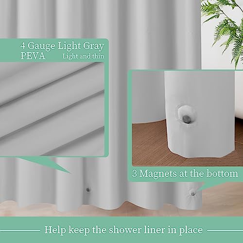 Image of Mrs Awesome Grey Shower Curtain Liner with 3 Magnets, 72x72 Premium Flexible Sturdy Plastic Shower Curtain for Bathroom Lightweight & Waterproof, Light Gray