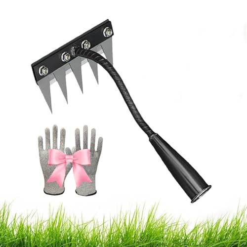 Iron Rake 2.0 for Gardening and Weeding, Gardenia Iron Weeding Rake, 5/6/7/8 Teeth Carbon Steel Garden Weeding Rakes, Gardening Hand Weeder Tools (5Teeth)