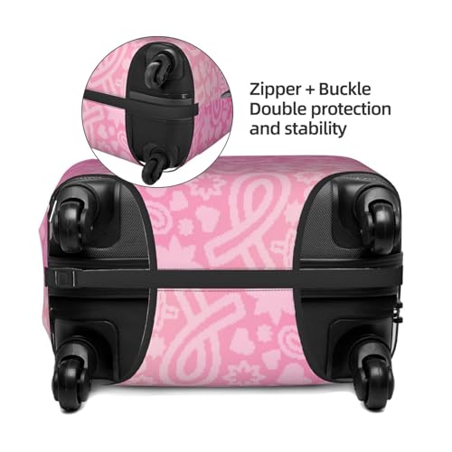 Breast Cancer Pink Ribbons Awareness Luggage Cover Washable Elasticated Luggage Covers for Suitcase TSA Approved Stylish Scratch Resistant Luggage Case Protector3