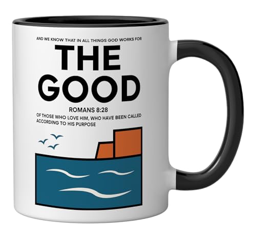 Vaso Cerámico Cristiano Minimalista 11 onzas Negro/Blanco miniatura 2